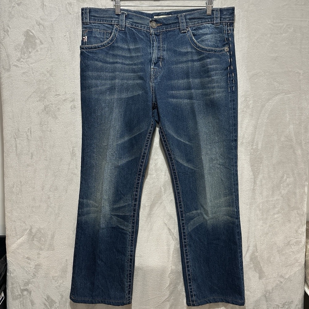 Mek‎ Denim Handcrafted Cody Straight Men's 40 Jeans Embroidered Button Fly Logo